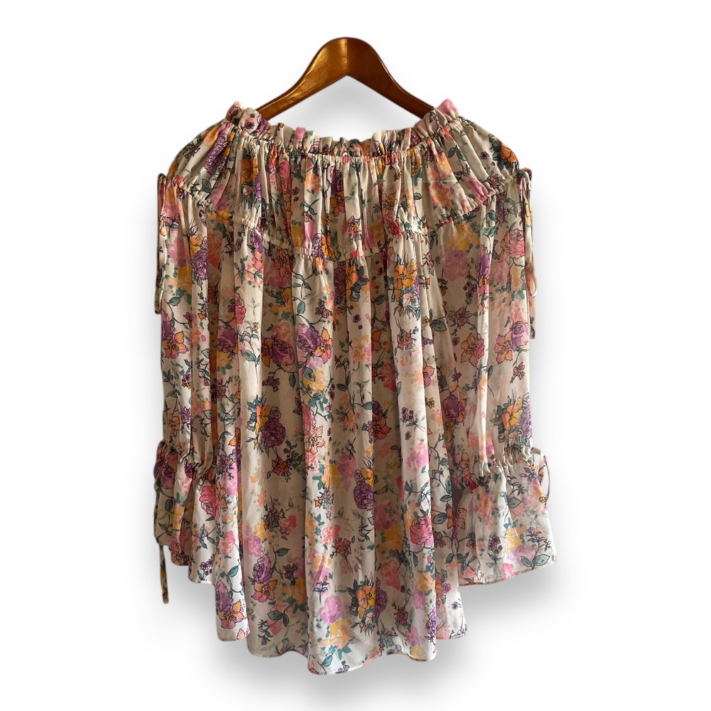 Tularosa Revolve Floral Off The Shoulder Blouse Multi Color Ruffle Sleeve Small